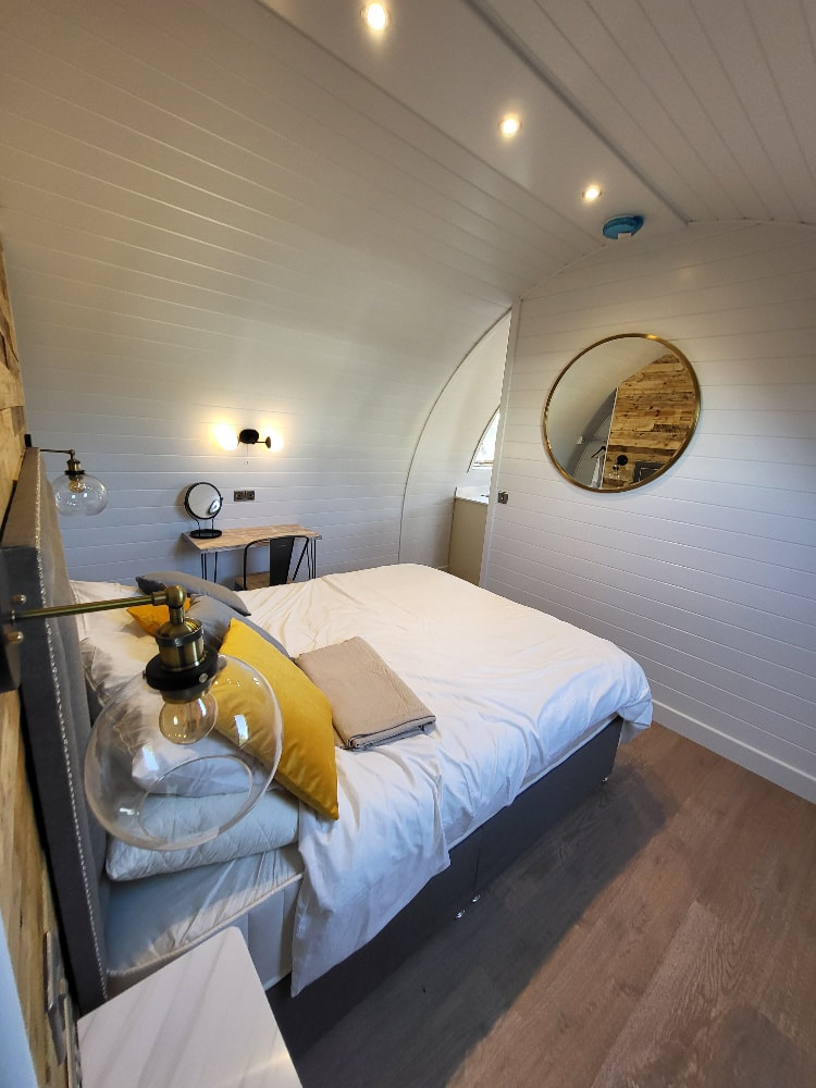 double bedroom in glamping pod for sale