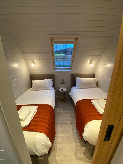 twin bedroom in glamping pod for sale