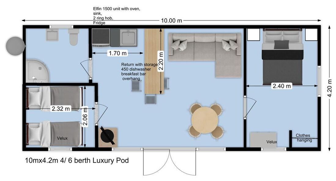 2 bedroom pod sample layout