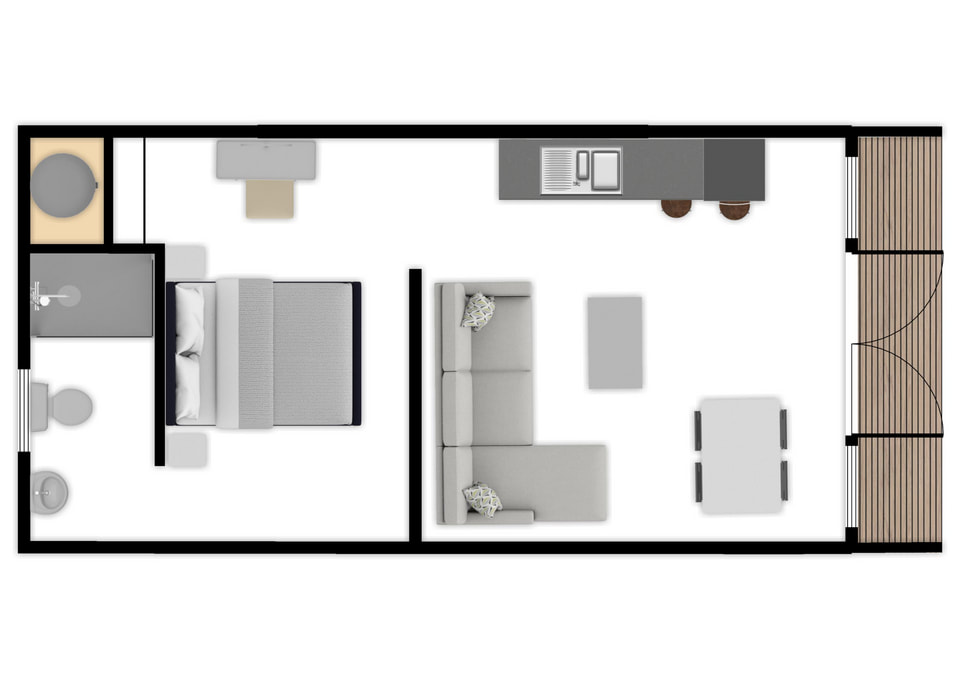 One bedroom luxury pod layout available to order.